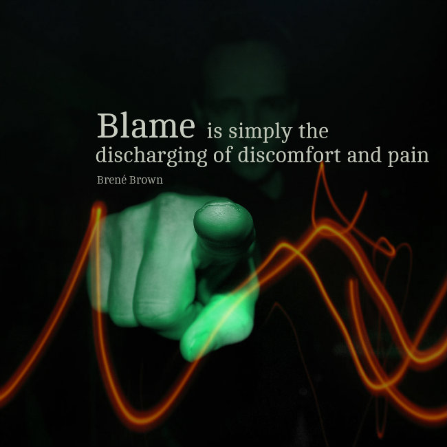 blame is simply the discharging of pain and discomfort. Quote by Brené Brown